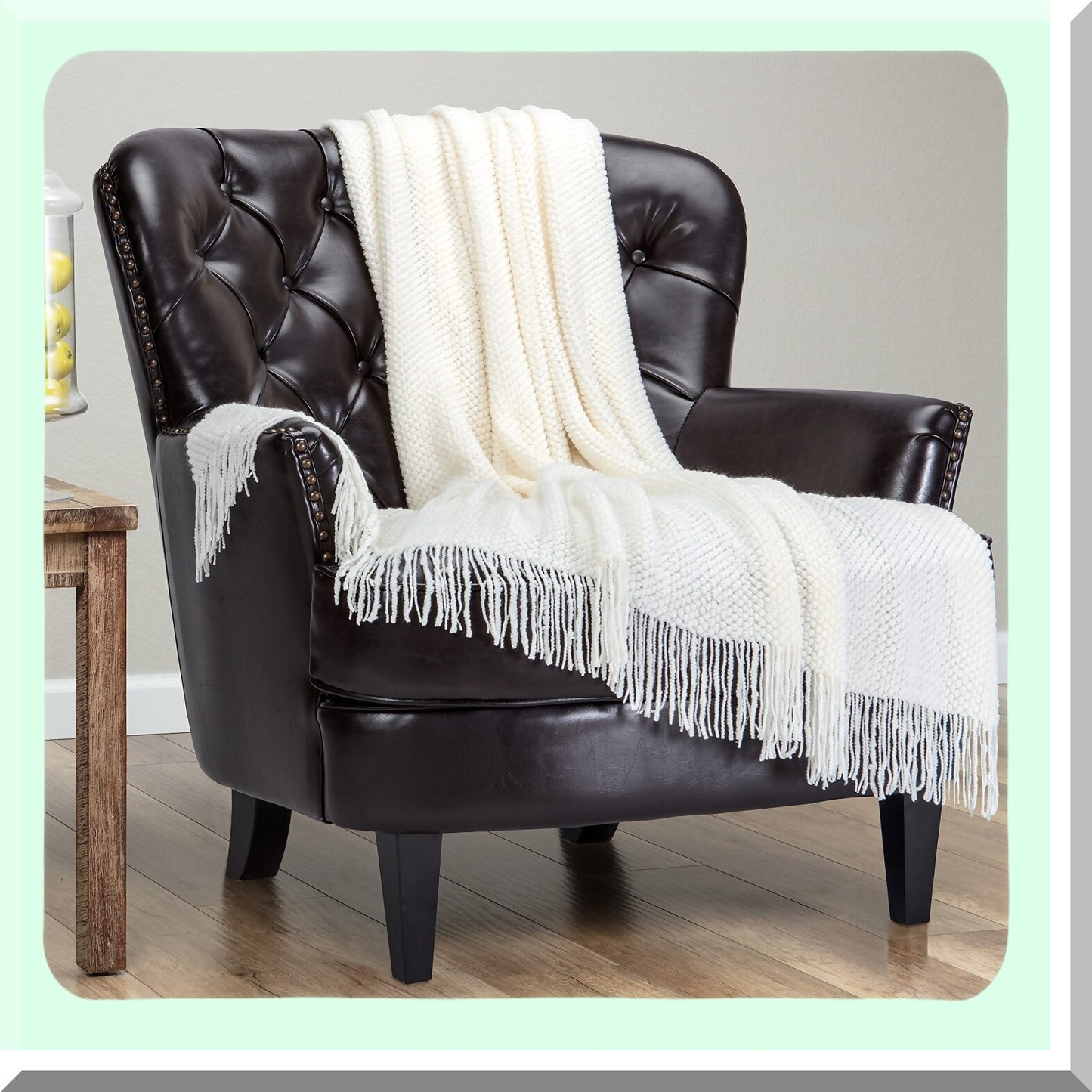 LuxPearl Cozy Knit Throw Blanket - Soft, Premium Comfort for Couch, Bed, Living Room - 50" x 65" Cream"