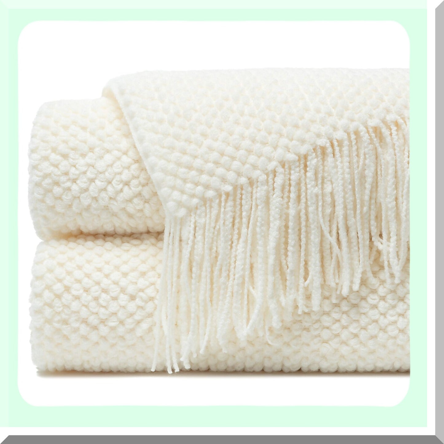 LuxPearl Cozy Knit Throw Blanket - Soft, Premium Comfort for Couch, Bed, Living Room - 50" x 65" Cream"