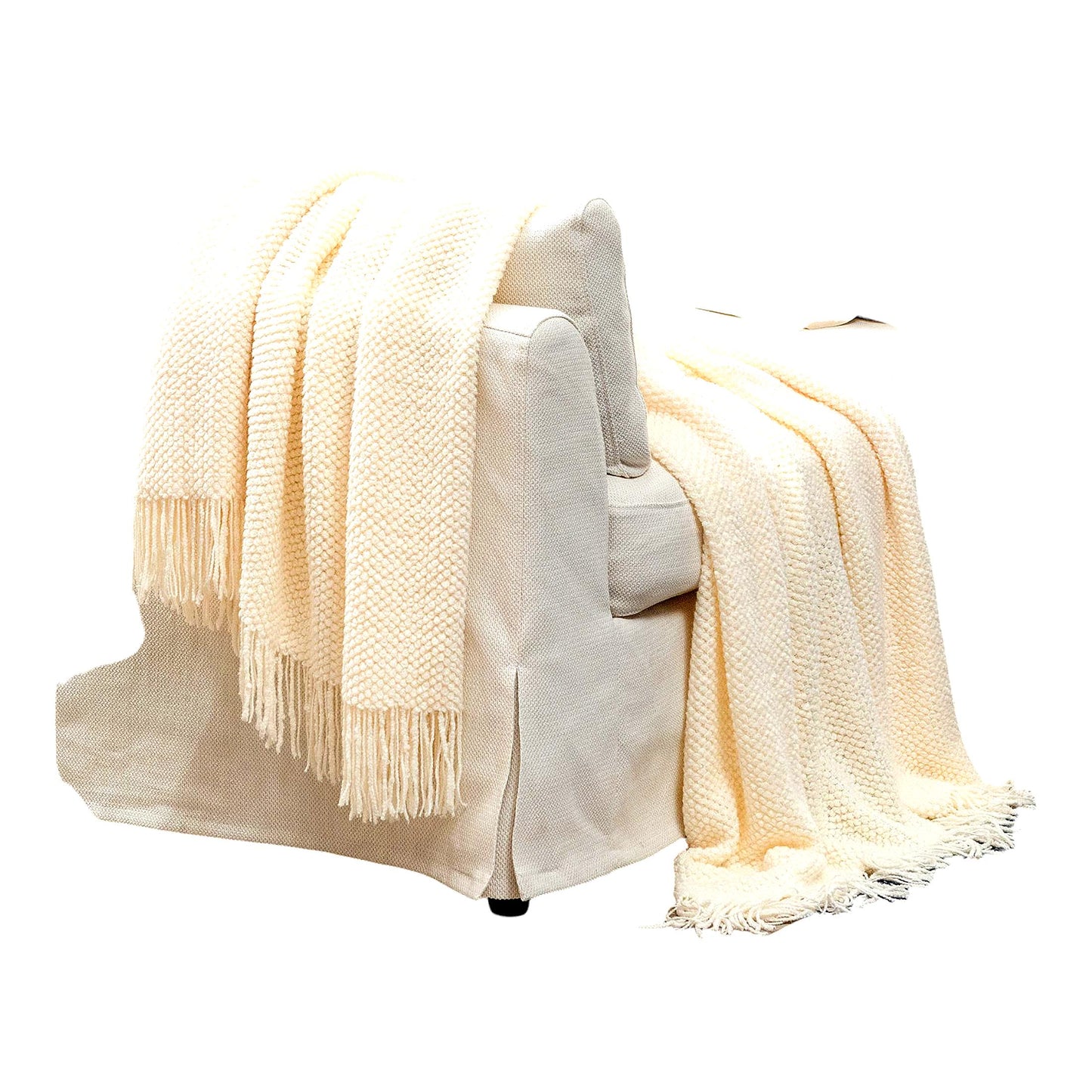 LuxPearl Cozy Knit Throw Blanket - Soft, Premium Comfort for Couch, Bed, Living Room - 50" x 65" Cream"