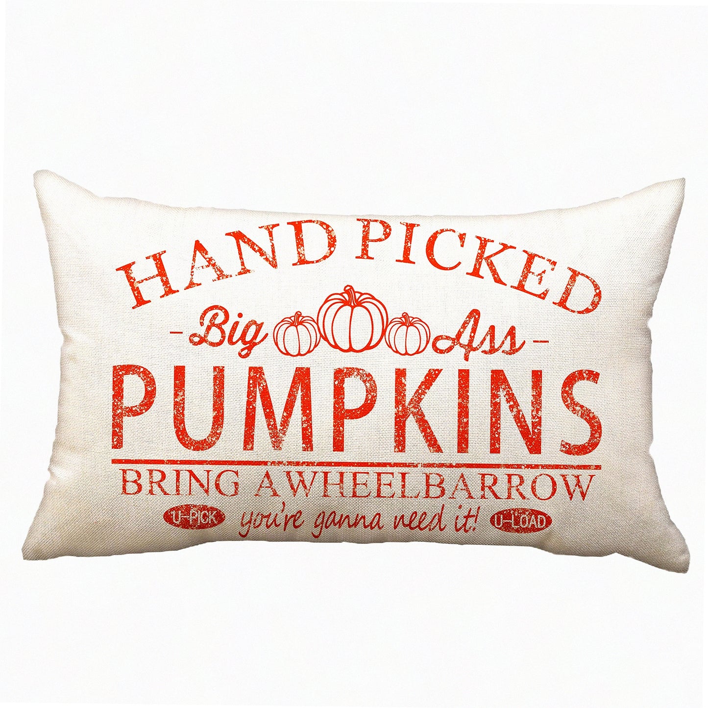 Pumpkin Harvest Lumbar Pillow Cover - Fall Farmhouse Decor - Outdoor Decorative Cushion Case - 12x20 Inch Throw Pillow - Autumn Home Decor - Couch Pillow