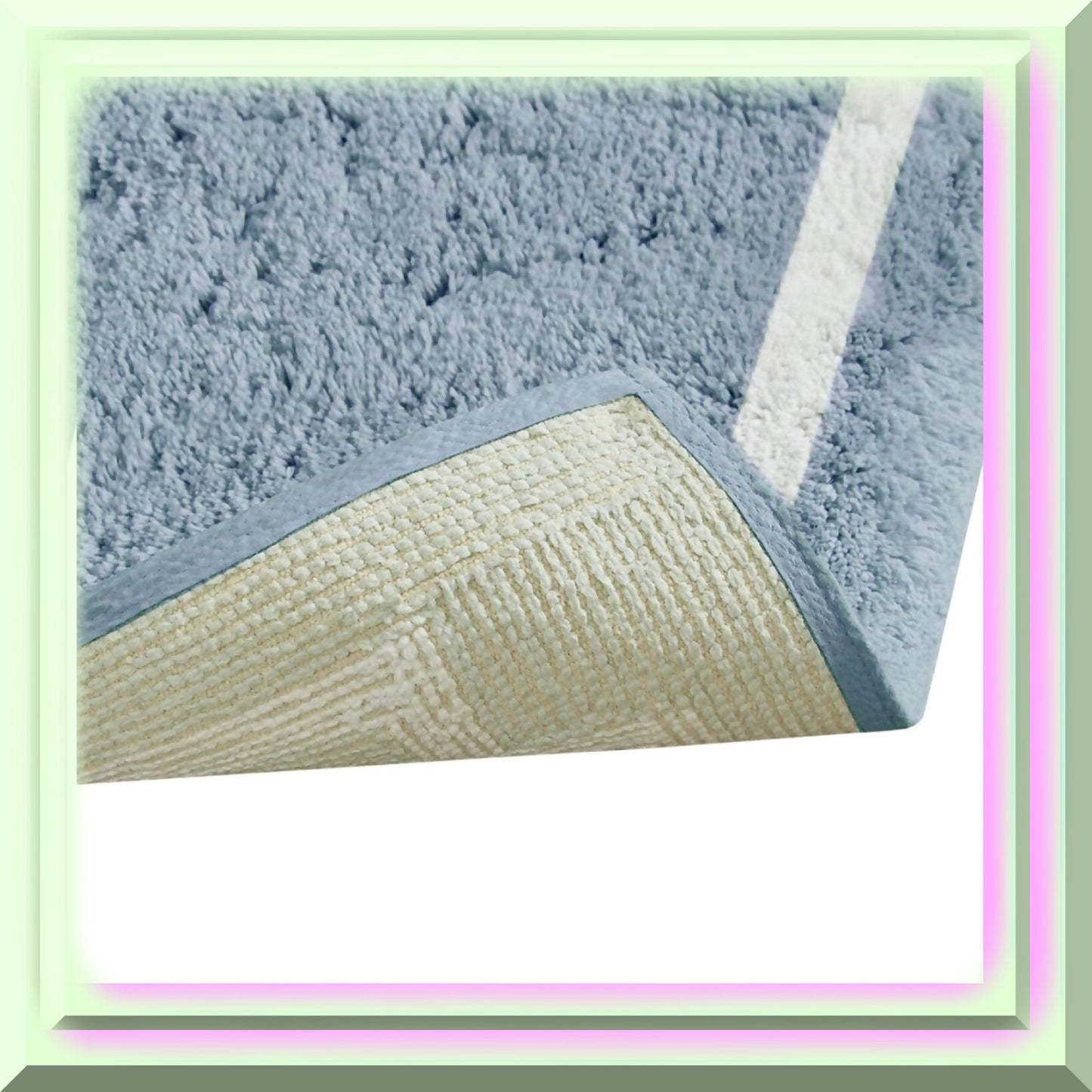 Cotton Bathroom Rug 20x30 Blue Non Slip