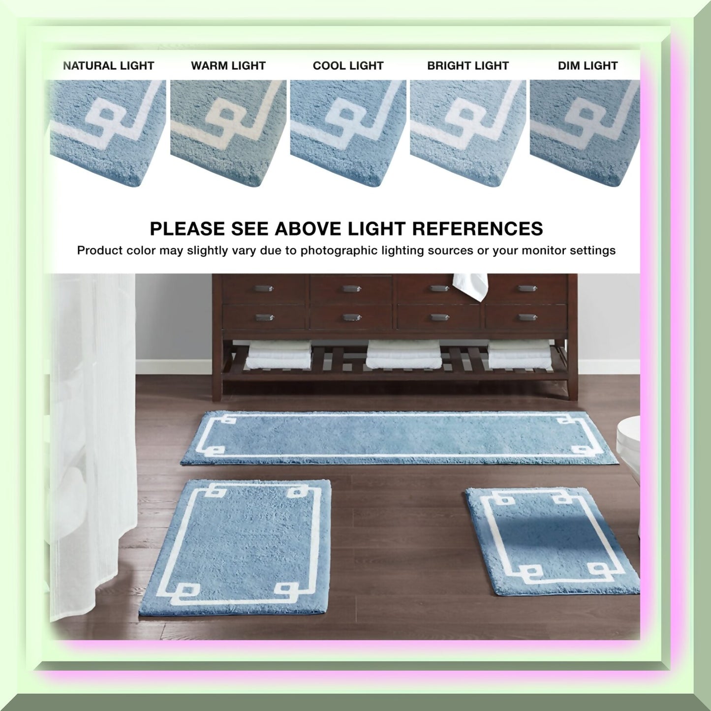 Cotton Bathroom Rug 20x30 Blue Non Slip