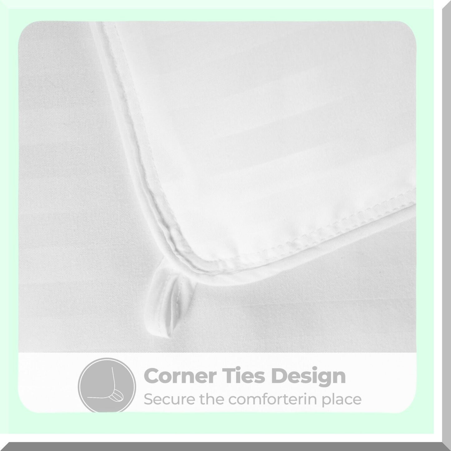 Fluffy Stripe Comforter - Medium Weight Down Alternative Bedding with Box Quilt Design for Twin/Twin XL Beds. Reversible, Oversized Blanket in Brushed Microfiber, Decorative and White.