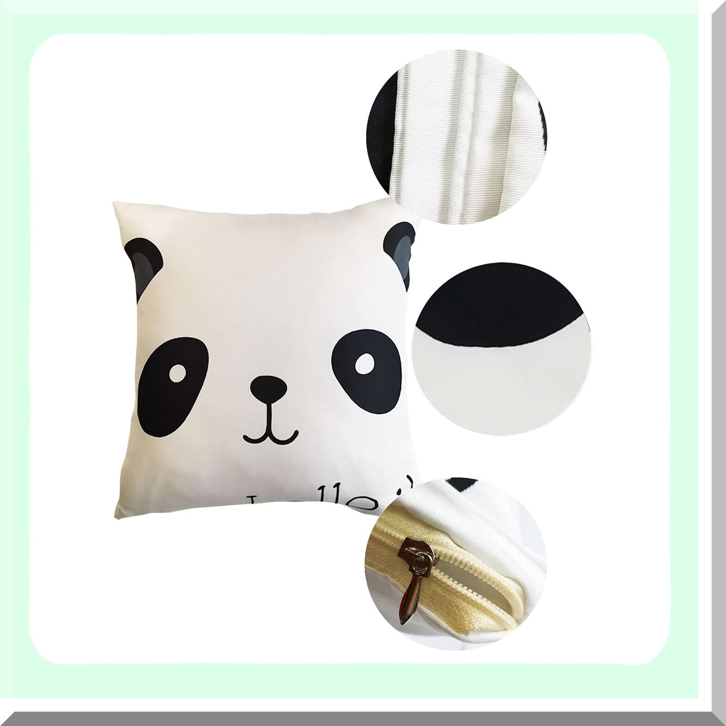 Panda Bliss Pillow Covers - Set of 2 | Cute Panda Face Decorative Cushion Cases for Sofa & Bedroom | 18x18" Seamless Hello Panda Home Decor
