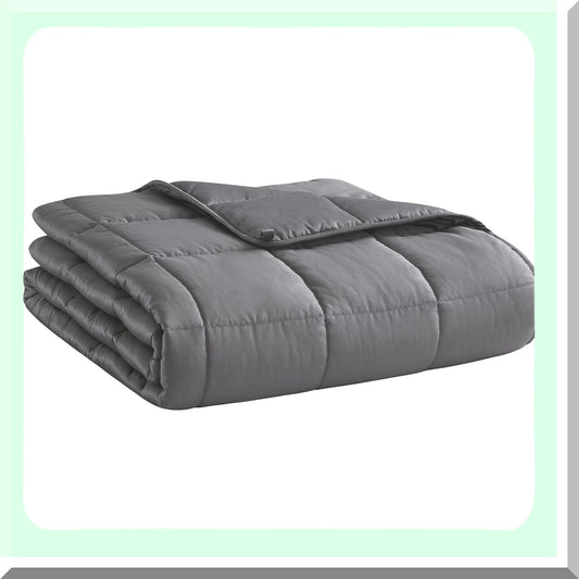 CoolComfort Weighted Blanket - Dark Grey, 48"x72", 15lbs, Breathable Microfiber with Glass Beads, All-Season Heavy Blanket for Adults, Soft and Thick for Summer, Fall, Winter