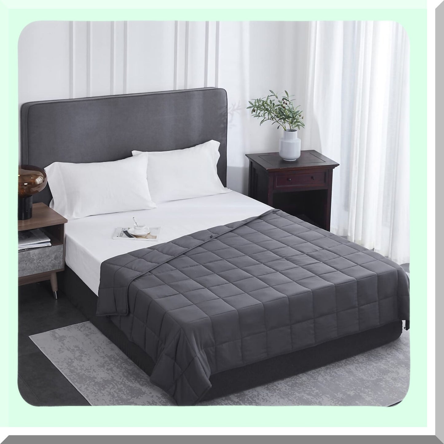 CoolComfort Weighted Blanket - Dark Grey, 48"x72", 15lbs, Breathable Microfiber with Glass Beads, All-Season Heavy Blanket for Adults, Soft and Thick for Summer, Fall, Winter