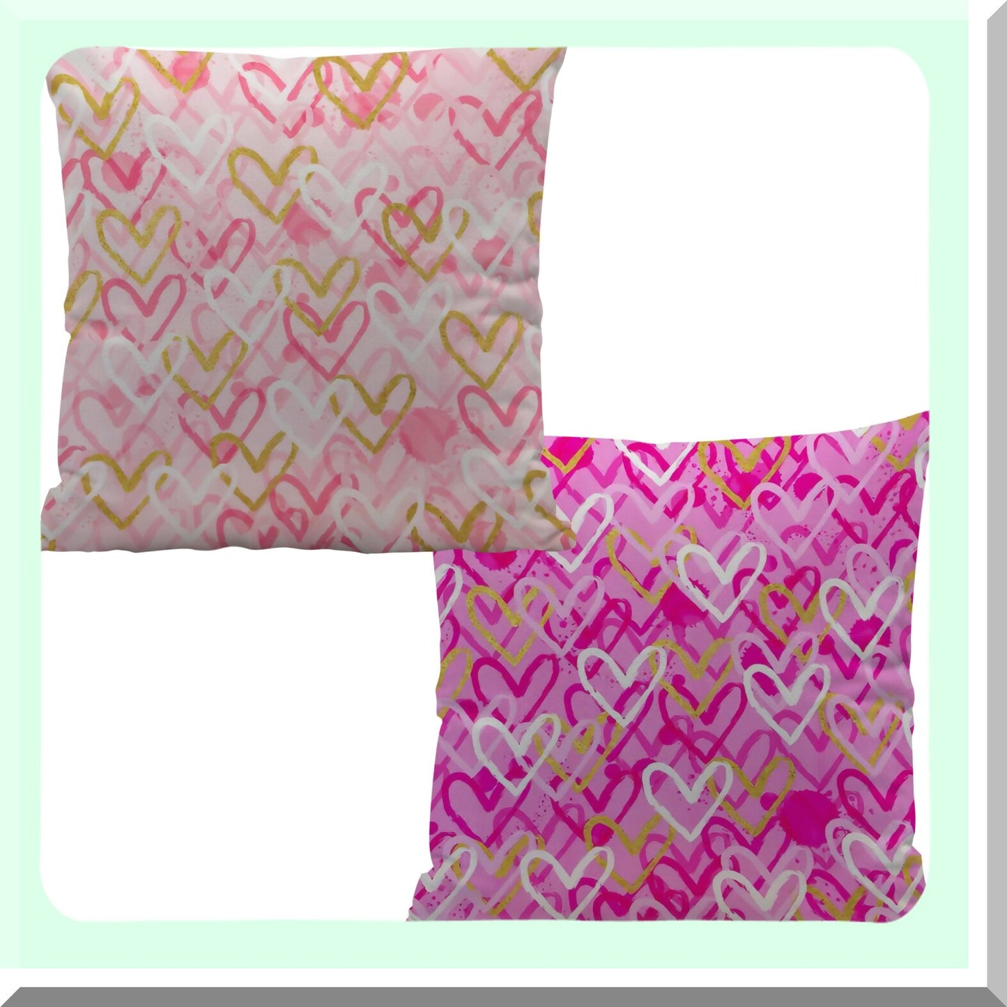 Pink Hearts Girly Throw Pillow Covers - Set of 2, Preppy Trendy Decor for Home, Bedroom, Living Room, College Dorm & Bachelorette Party. Ideal Gifts for Women & Teen Girls, 18x18 Inches.