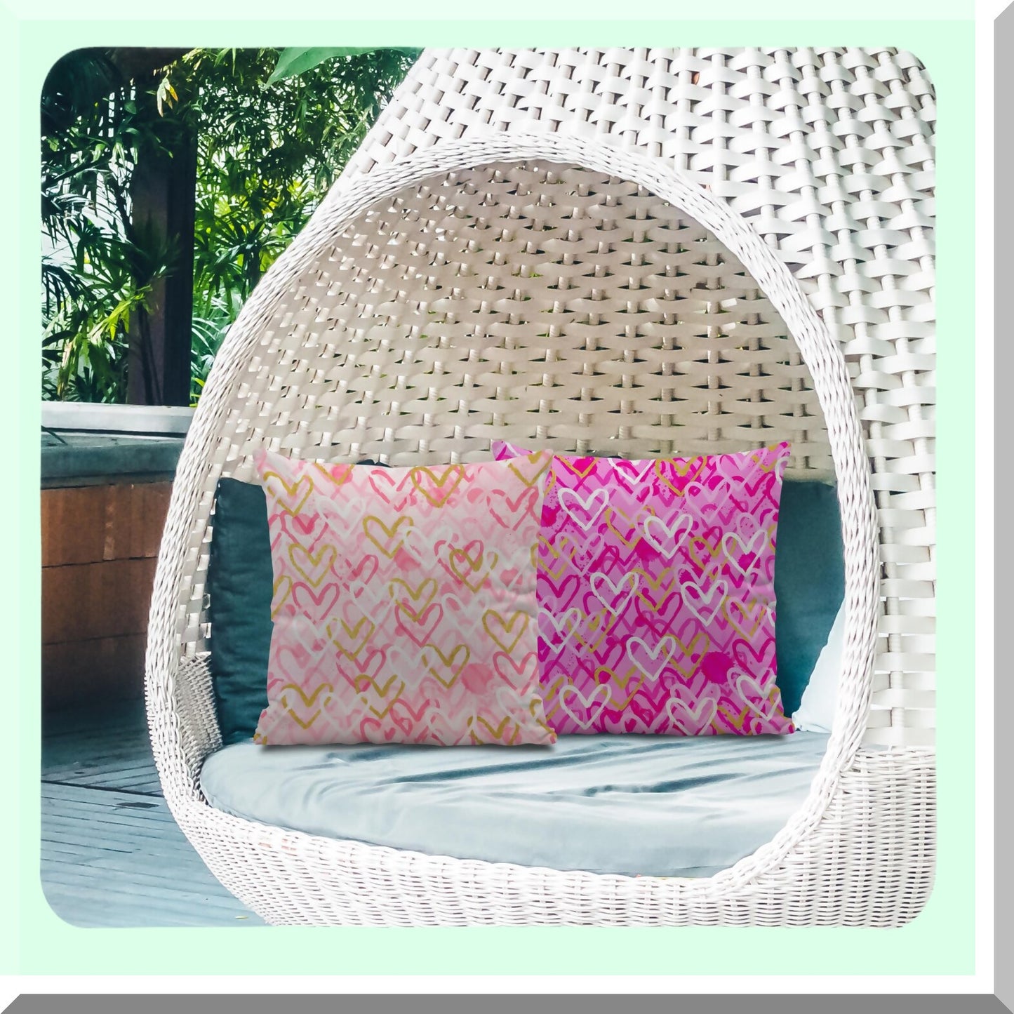 Pink Hearts Girly Throw Pillow Covers - Set of 2, Preppy Trendy Decor for Home, Bedroom, Living Room, College Dorm & Bachelorette Party. Ideal Gifts for Women & Teen Girls, 18x18 Inches.