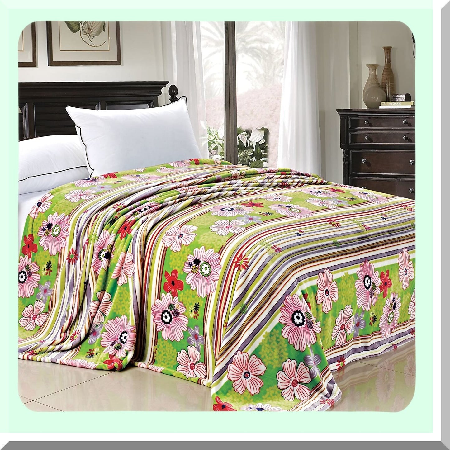 BlossomDreams Twin Bed Blanket - Cozy Floral Comfort, 60x90 inches