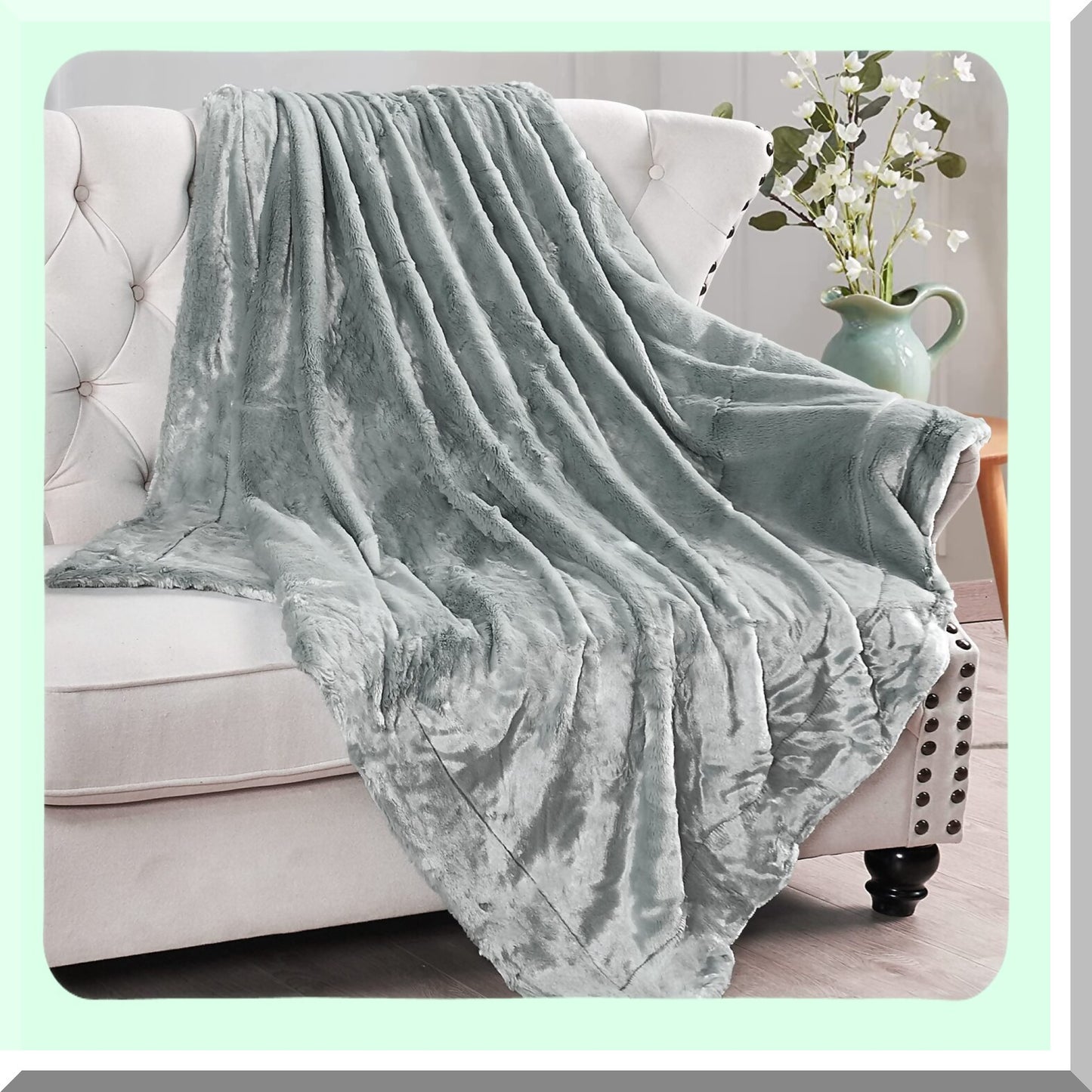 SilkySmooth Grey Throw Blanket - 50x60, Heavy, Warm, Cozy, Elegant Plush for Bed, Couch, Living Room, Bedroom