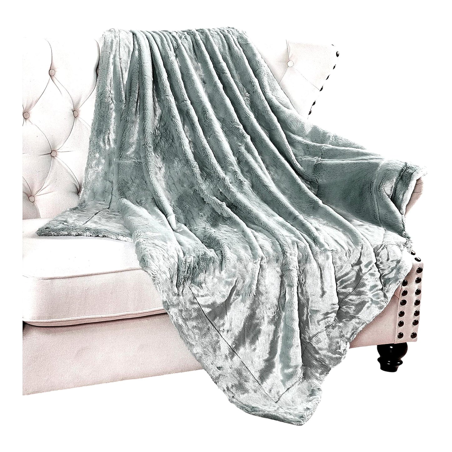 SilkySmooth Grey Throw Blanket - 50x60, Heavy, Warm, Cozy, Elegant Plush for Bed, Couch, Living Room, Bedroom