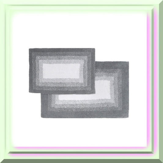 Reversible Grey Bath Rug Set 2 Piece