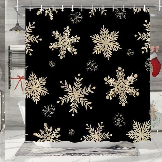 Snowflake Shower Curtain Black 70x70 Inch