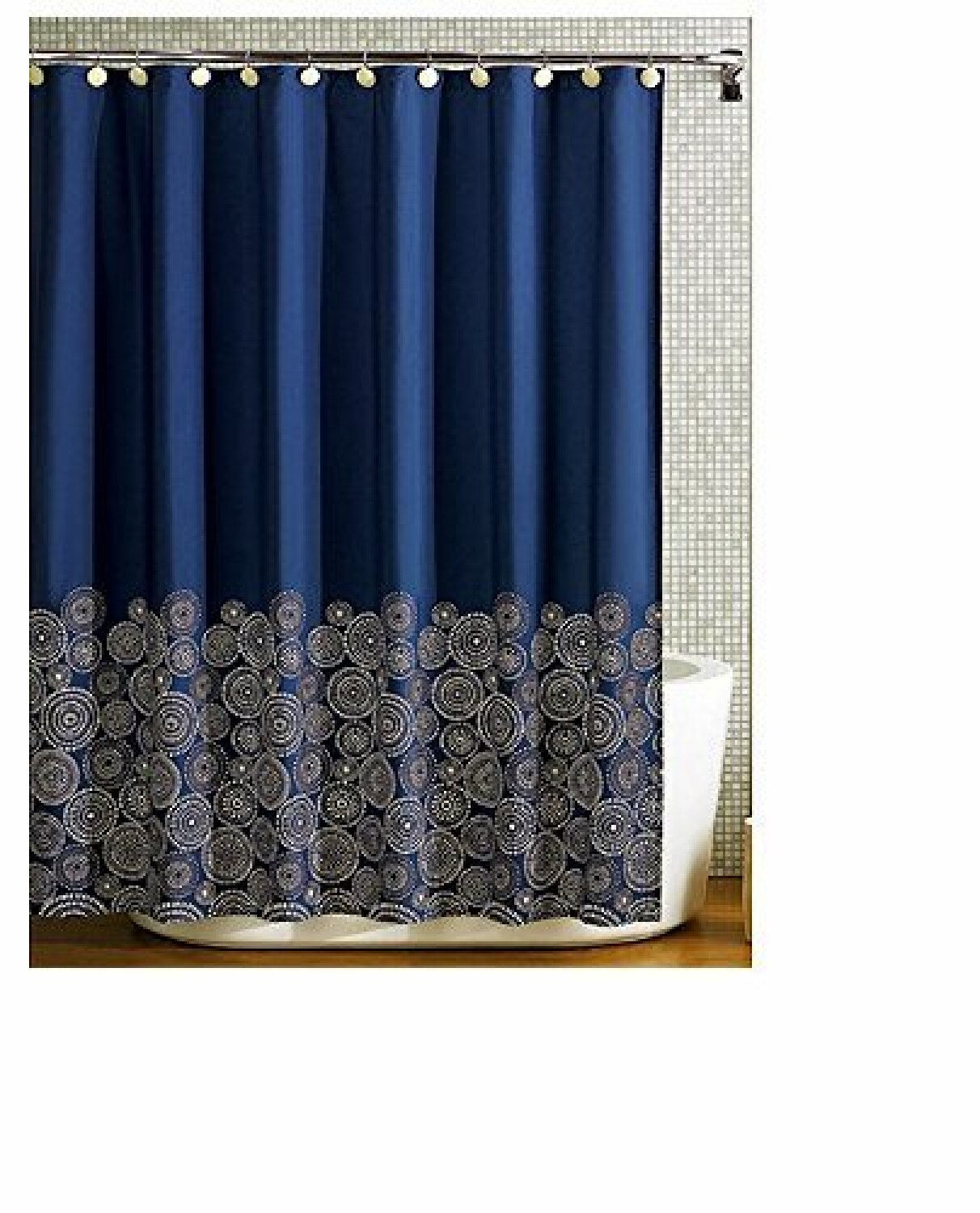 Navy Blue Fabric Shower Curtain 71x71 inches