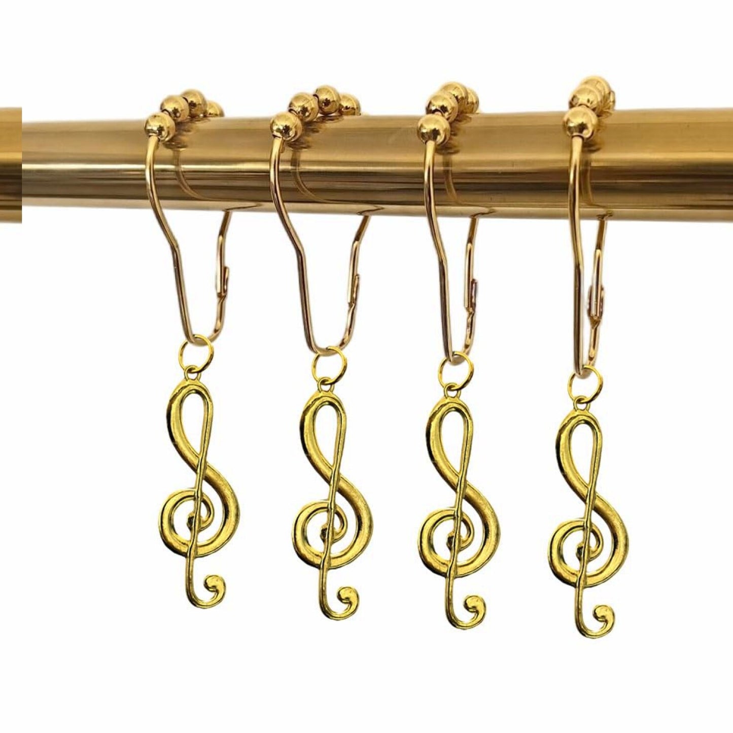 Gold Music Shower Curtain Hooks Rings Set of 12