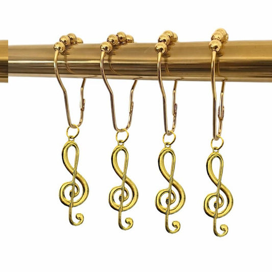 Gold Music Shower Curtain Hooks Rings Set of 12
