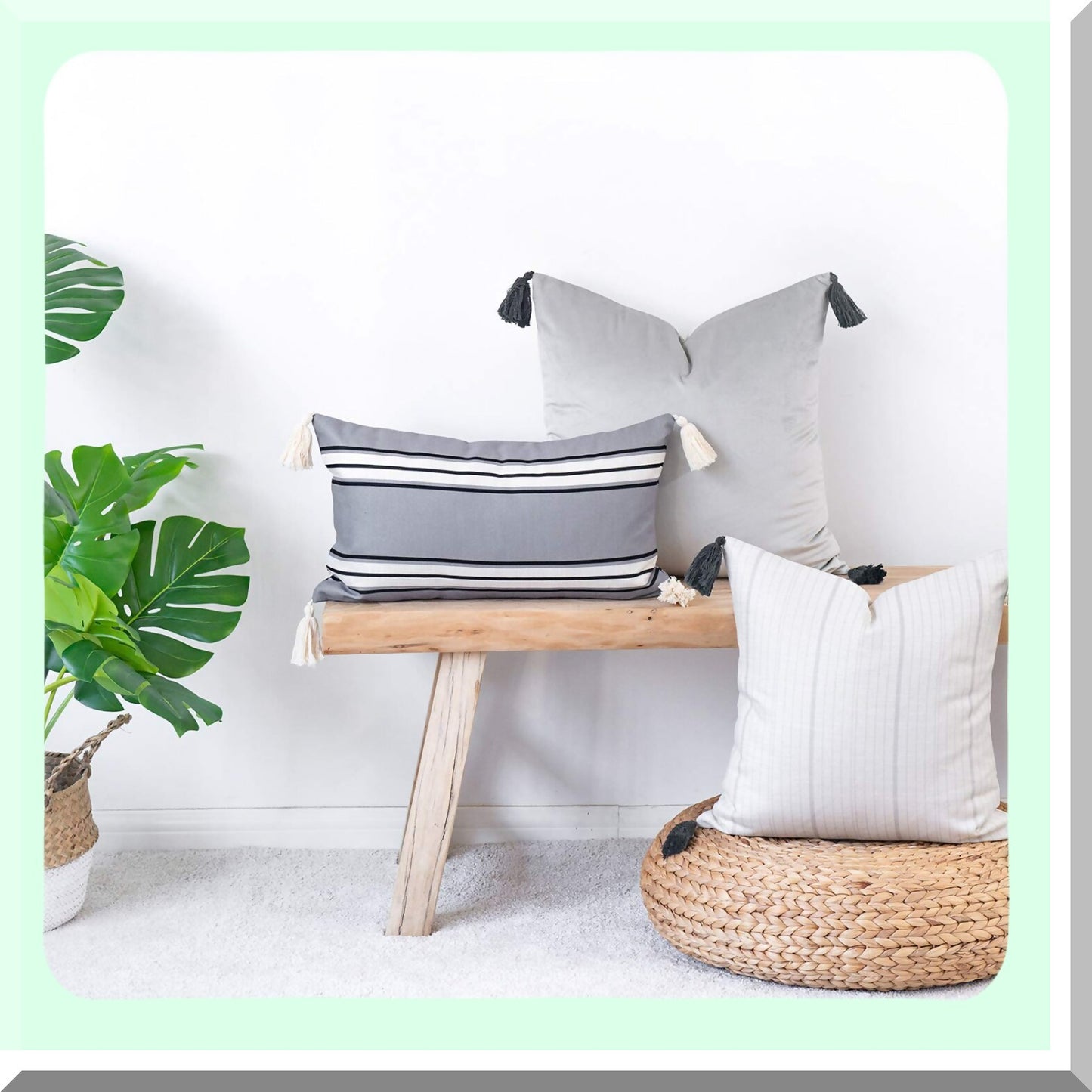 Gray Solid Tel Decorative Throw Pillow Cover - 20"x20" - Couch, Sofa, Bed - Neutral Home Decor Accent - Soft Cushion Case - Modern Living Room Accessory