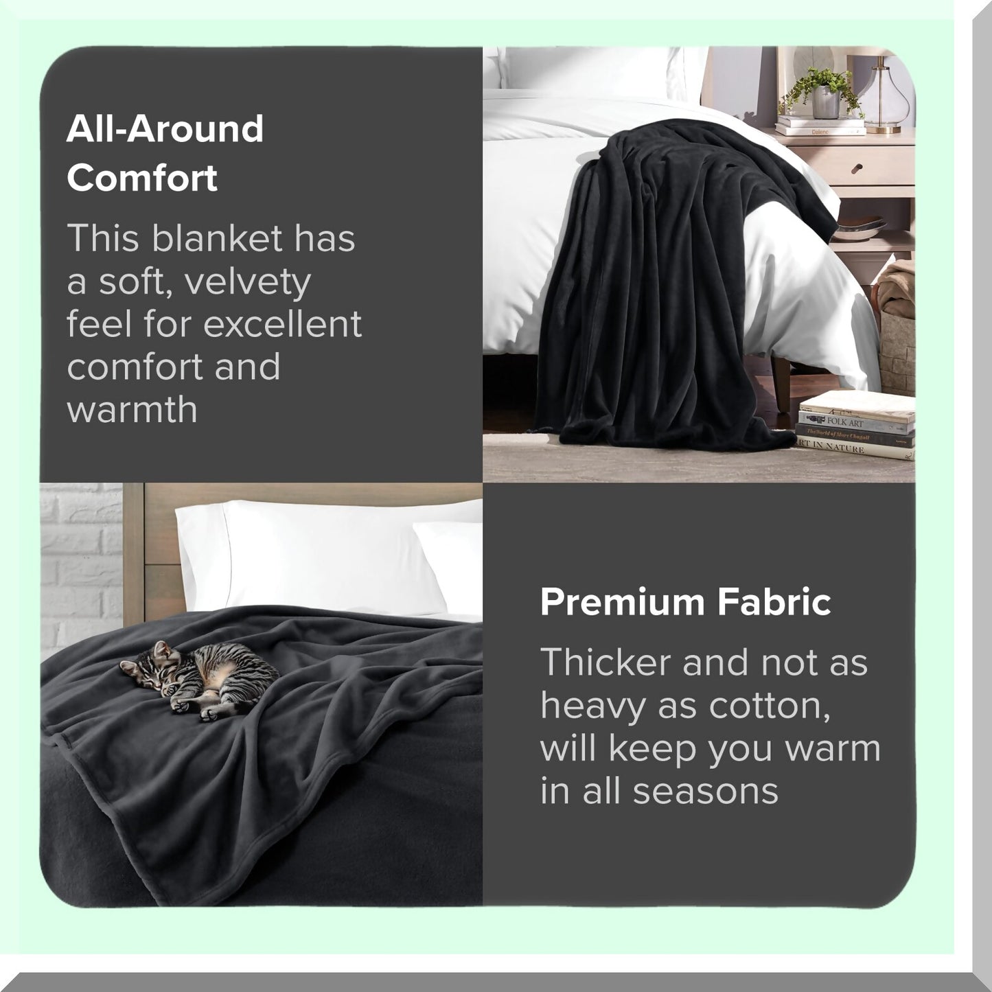 CozyLux Microplush Fleece Blanket - Ultra Soft, Lightweight, Warm Twin/Twin XL Blanket for Bed, Sofa, Couch, Camping, Travel - Black