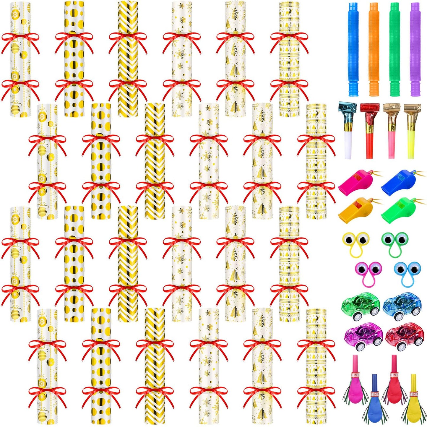 24 Pack No Snap Party Crackers with Toys and Prizes