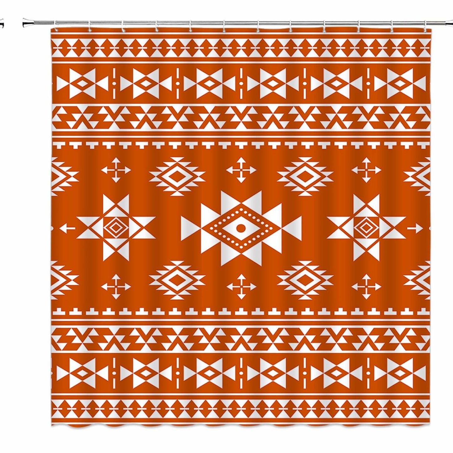 Aztec Orange Shower Curtain 15 Sizes with Hooks
