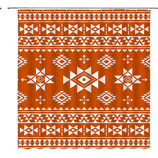 Aztec Orange Shower Curtain 15 Sizes with Hooks