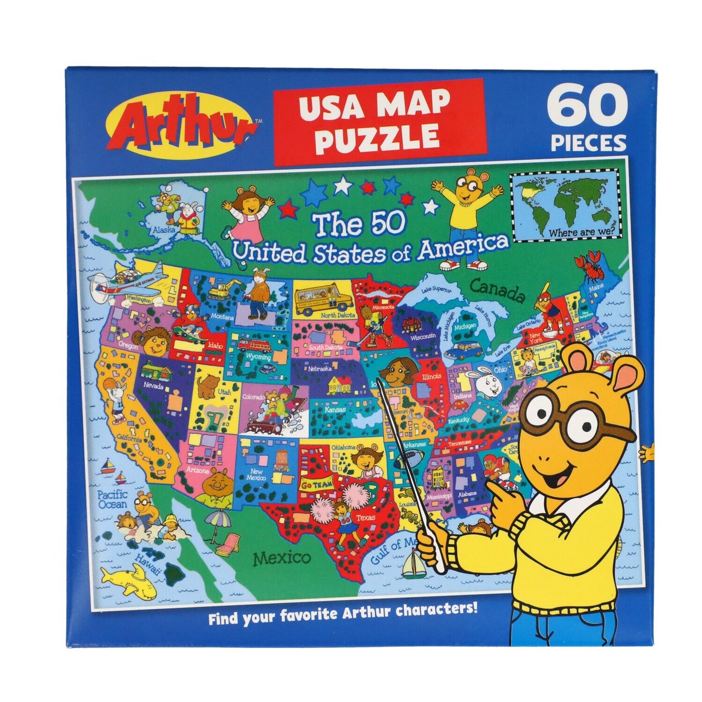 Arthur USA Map Puzzle, 60-pc. (Pack of 4)