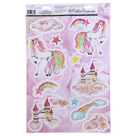 Unicorn-Themed Peel and Stick Wall Decorations, 18x6 in. (Pack of 12)