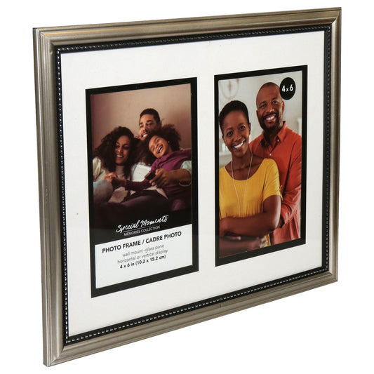 Dual-Photo Silver Plastic Beaded Inner Edge Picture Frames 8.75x10.75 in(Pack 12
