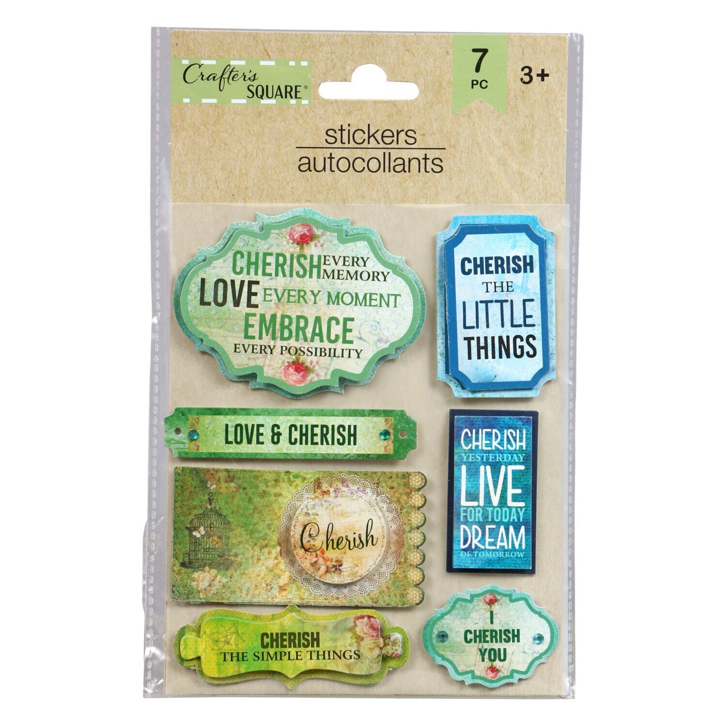 Decorative Stickers with Inspirational Sayings, 7-ct. Packs (Pack of 24)