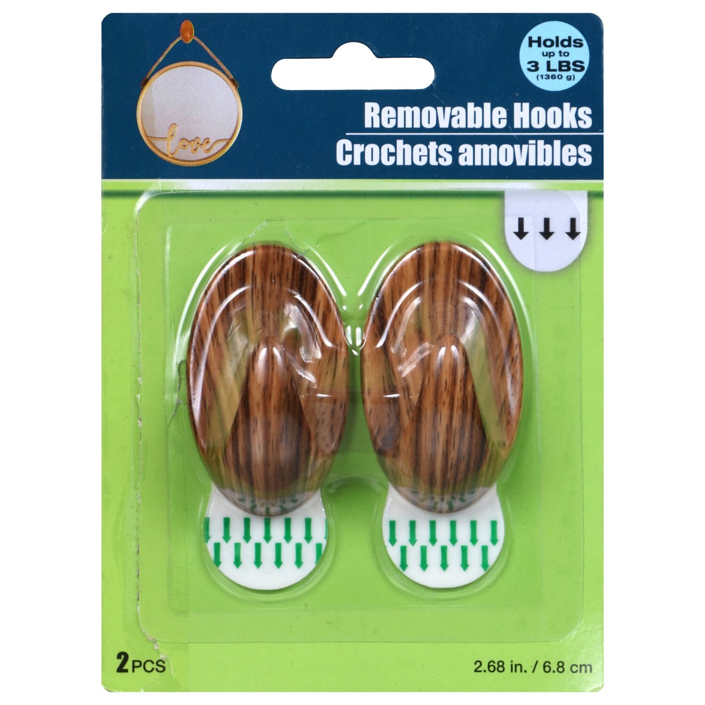 Wood Printed Removable Hooks, 2-ct. Packs (Pack of 24)
