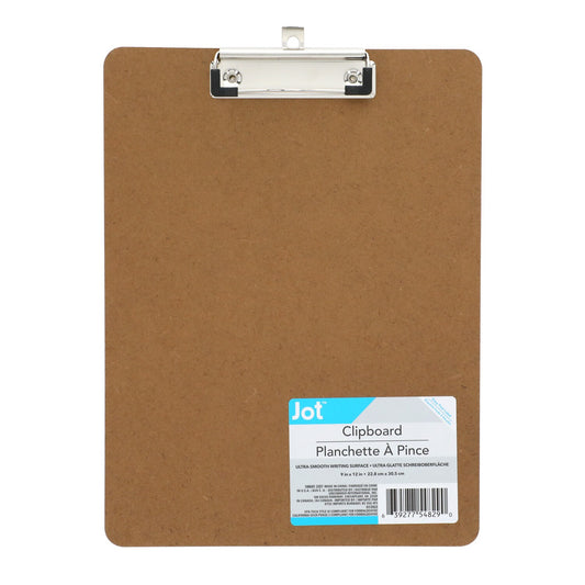 Jot Wooden Clipboards with Metal Clips and Rubber Padding, 9x12 in. (Pack of 4)