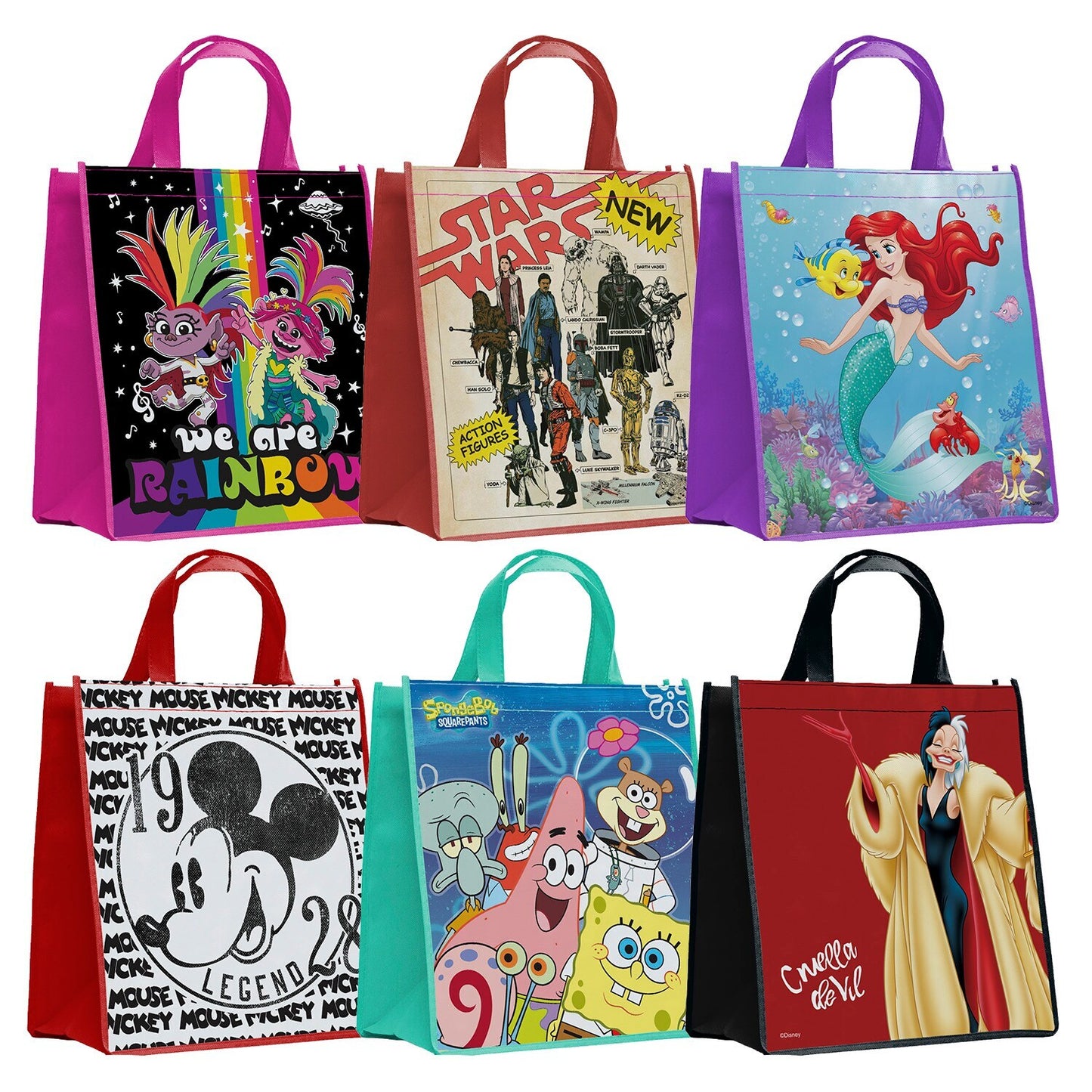 Licensed Character Reusable Tote Bags, 12x13-in. (Pack of 48)
