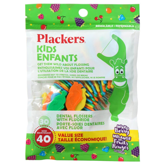Plackers Kids Mixed Berry Interdental Flossers, 40-ct. (Pack of 24)