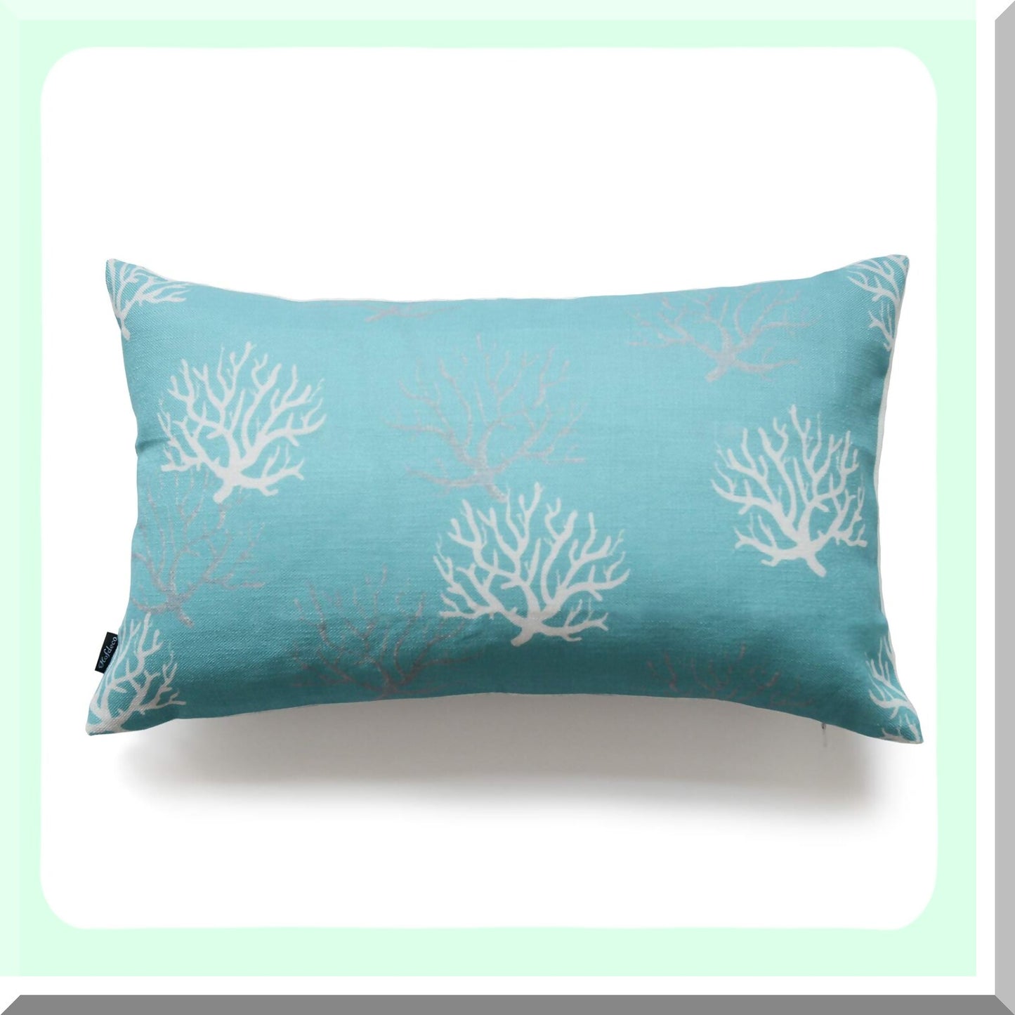 Coastal Aqua Coral Starfish Pillowcase Set - Nautical Indoor Outdoor Cushion Cover 12x20 Inches - Modern Decorative Throw Pillow Case 2Pcs