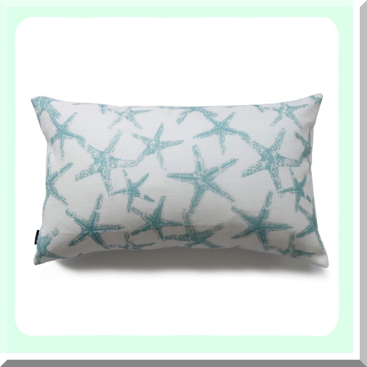 Coastal Aqua Coral Starfish Pillowcase Set - Nautical Indoor Outdoor Cushion Cover 12x20 Inches - Modern Decorative Throw Pillow Case 2Pcs