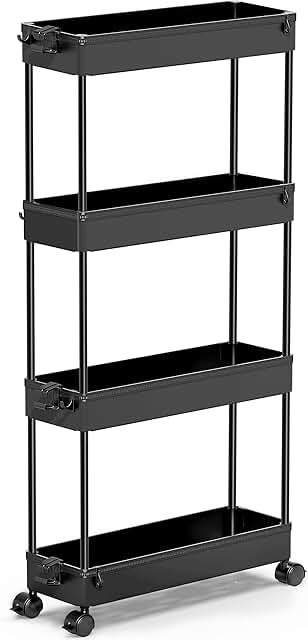 Slim 4-Tier Rolling Storage Cart for Bathroom and Kitchen