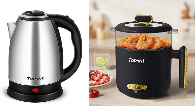 2L Stainless Steel Electric Kettle and 1.8L Electric Pot with Steamer