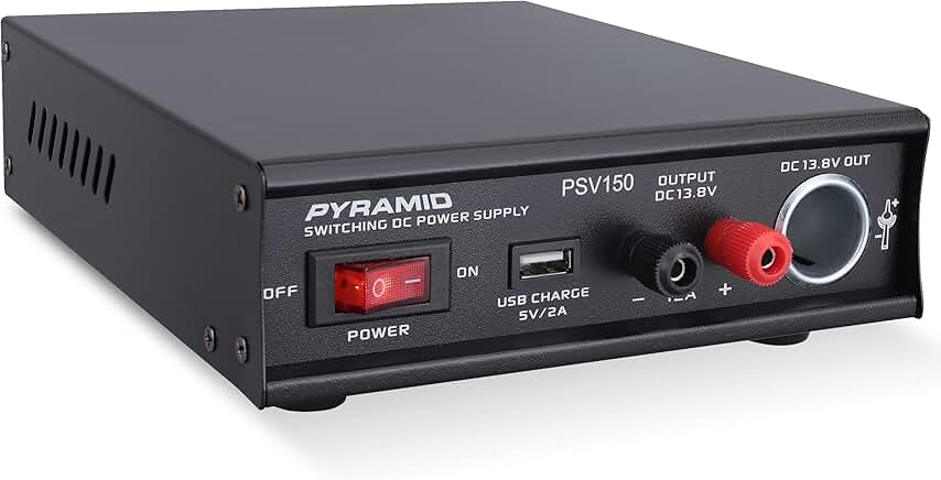 Compact 12A Variable Linear Power Supply with USB and Cigarette Lighter