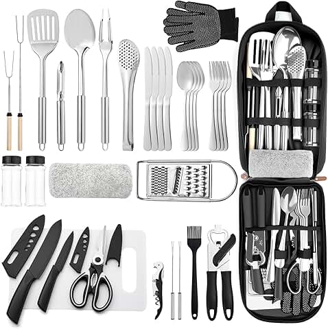 34-Piece Portable Camping Kitchen Utensil Set