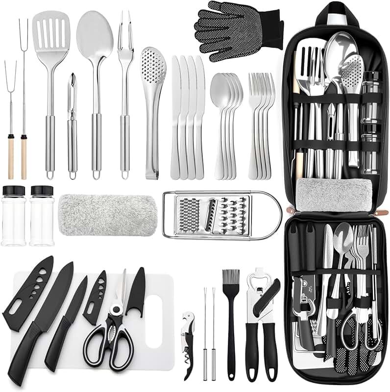 34-Piece Portable Camping Kitchen Utensil Set