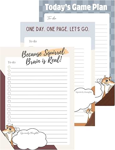 Squirrely Thoughts To-Do List Notepad, 3 Pack