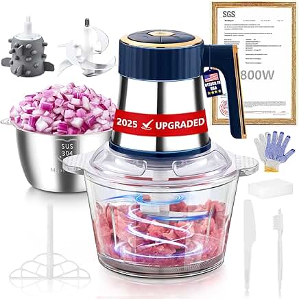 5-in-1 Electric Food Processor with 800W Motor