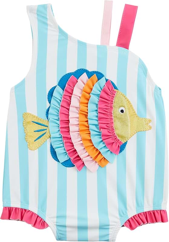 Girls Glitter Fish Applique Swimsuit 5T