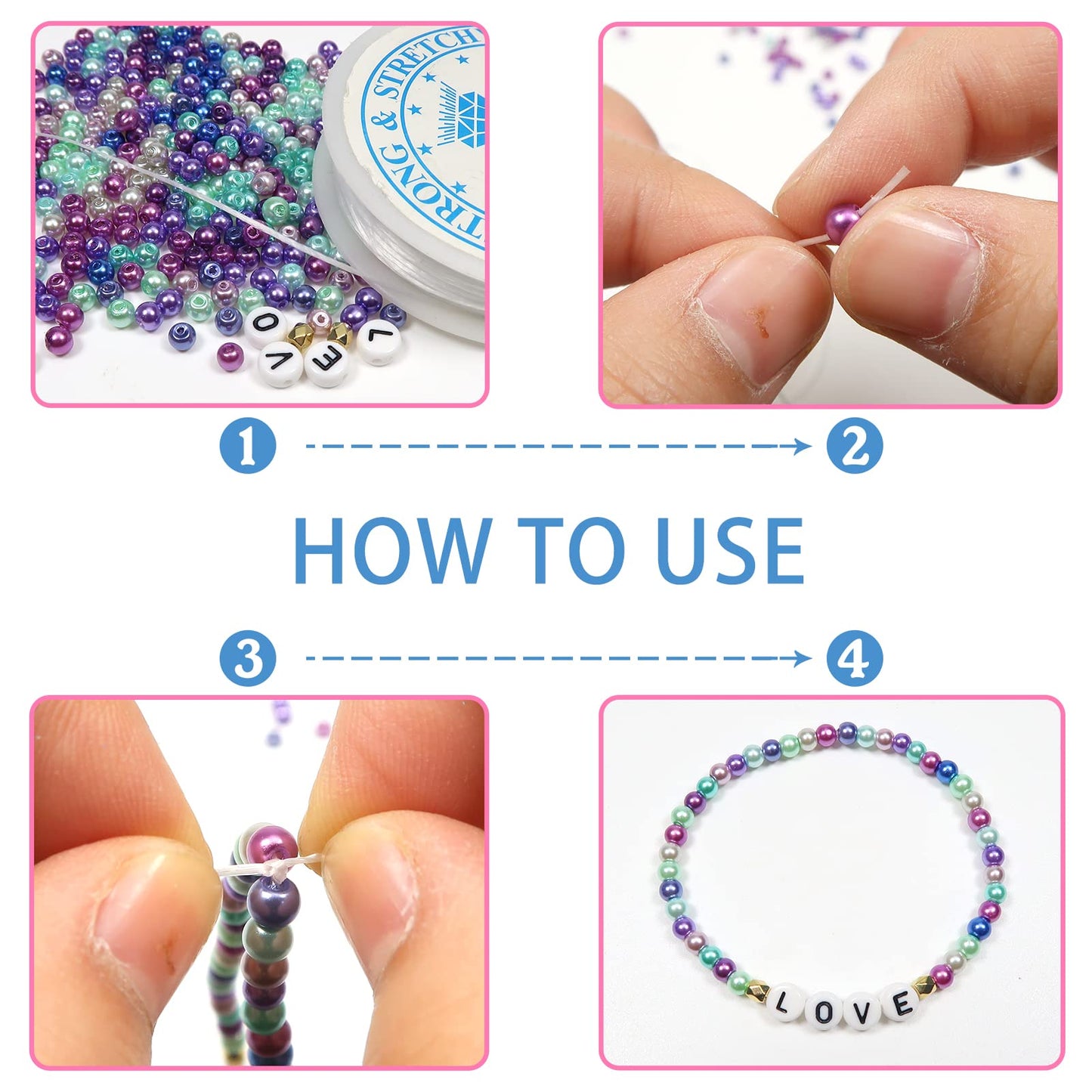 1000pcs Multi-Color 4mm Pearl Beads for DIY Jewelry and Decorations