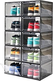 Stackable Clear Plastic Shoe Boxes, 10 Pack