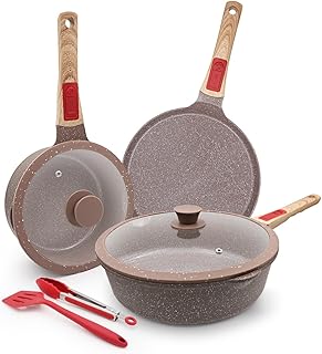 7-Piece Ceramic Nonstick Cookware Set with Detachable Handle