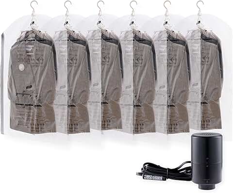 Six Vacuum Storage Bags with Electric Pump for Clothing