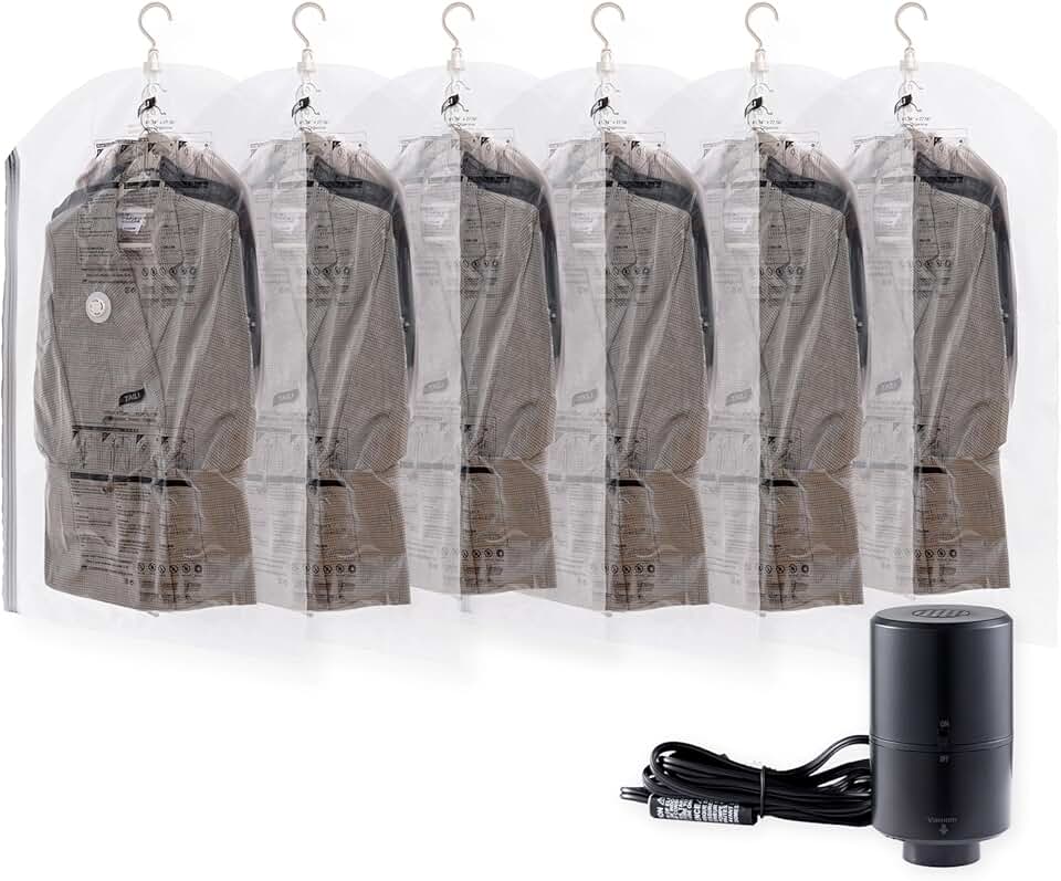 Six Vacuum Storage Bags with Electric Pump for Clothing