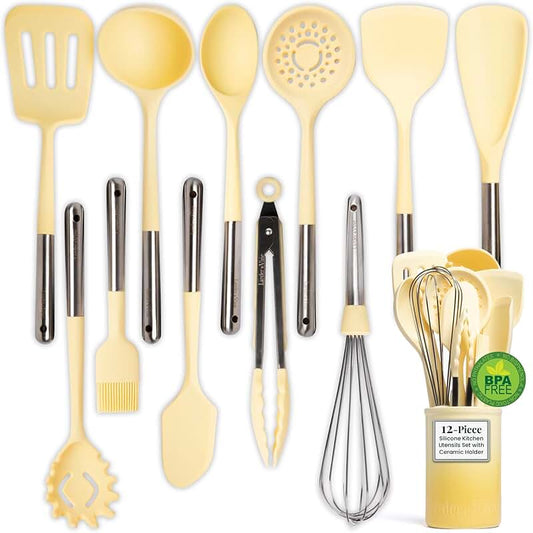 12-Piece Wooden Kitchen Utensil Set for Non-Stick Pans