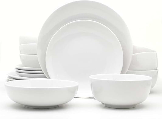 Set of 4 Glossy Ceramic Pasta and Salad Bowls, 8.5 inches